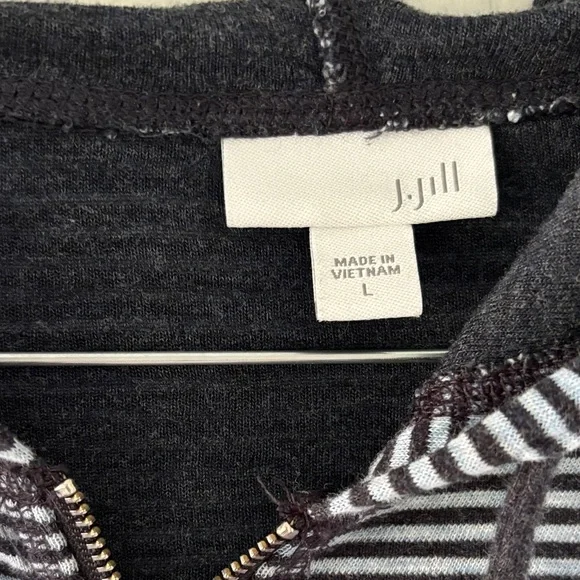 J. Jill Navy and light blue Striped Hoodie - Picture 2 of 6
